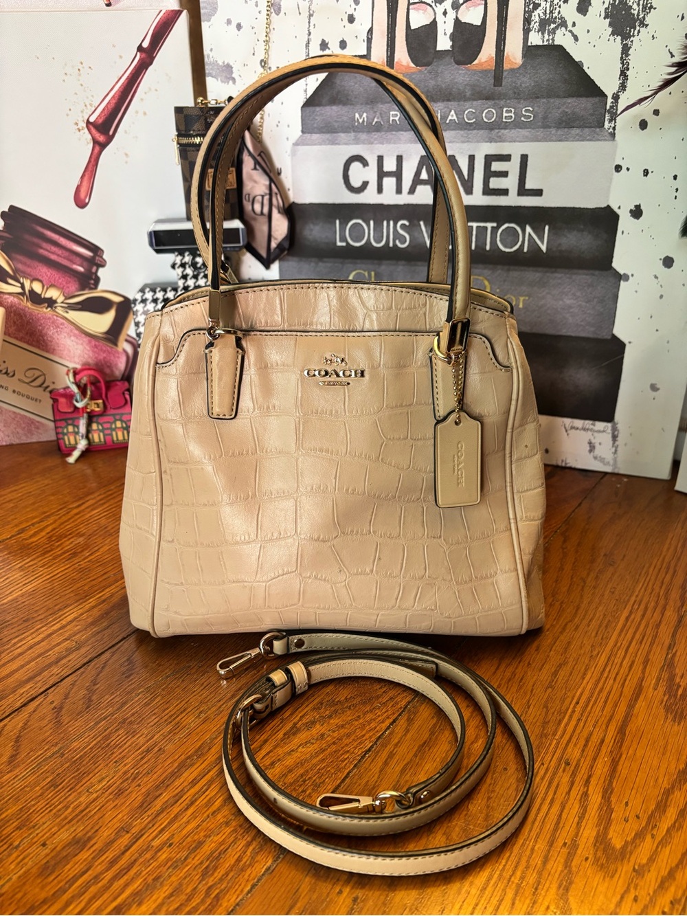 Coach Mini Christie F35231 Croc Embossed Leather Satchel Crossbody